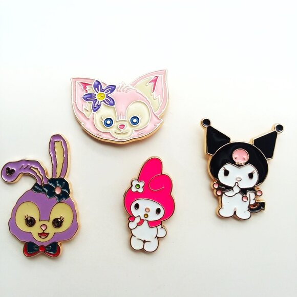 Pins Enamel Hello Kitty Friends Kuromi 4pc Scene Rave Emo Fox Bunny Melody - Picture 1 of 2